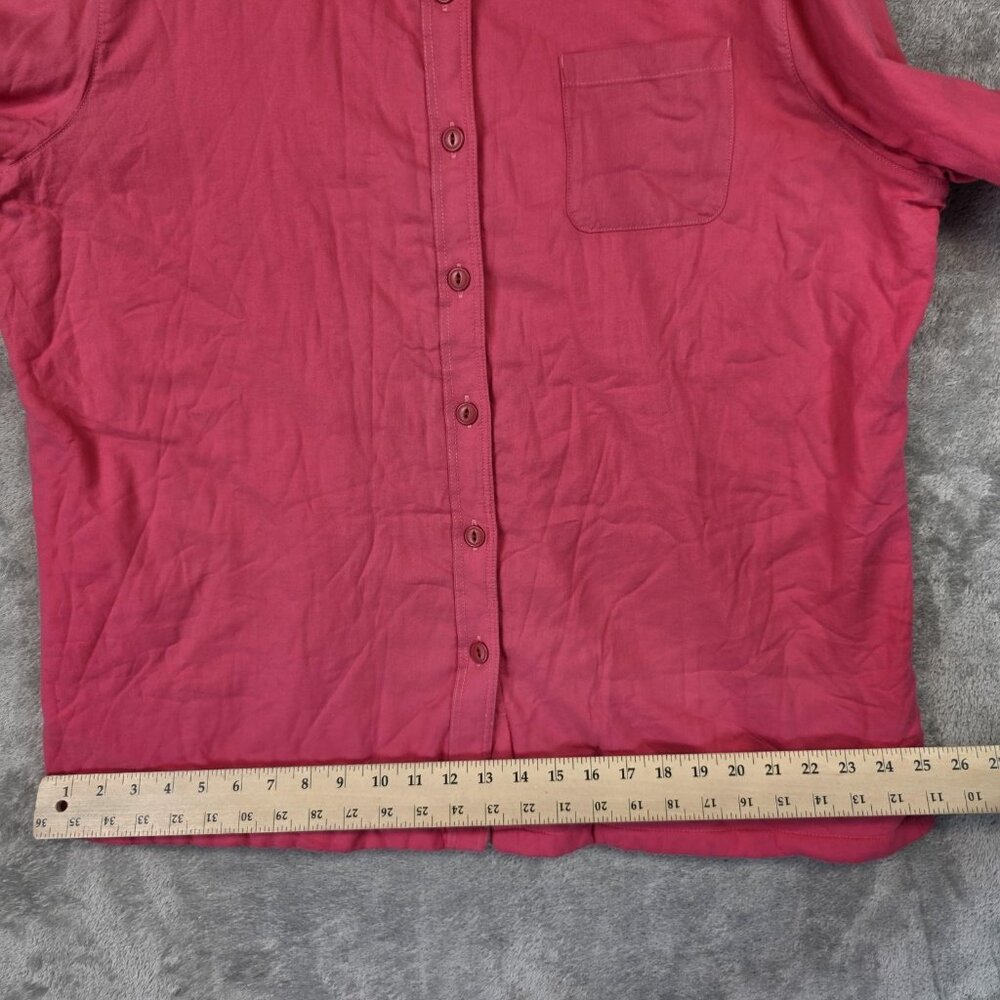 L.L. Bean Jacket Womens XL Pink Cotton Fleece Lined Button Front Shirt Jacket - Picture 10 of 10